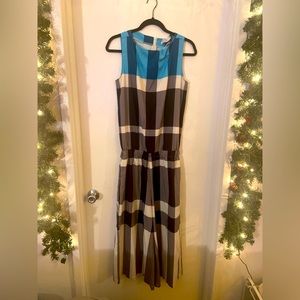 Jumpsuit flowy - blue black and white checker, elastic waist